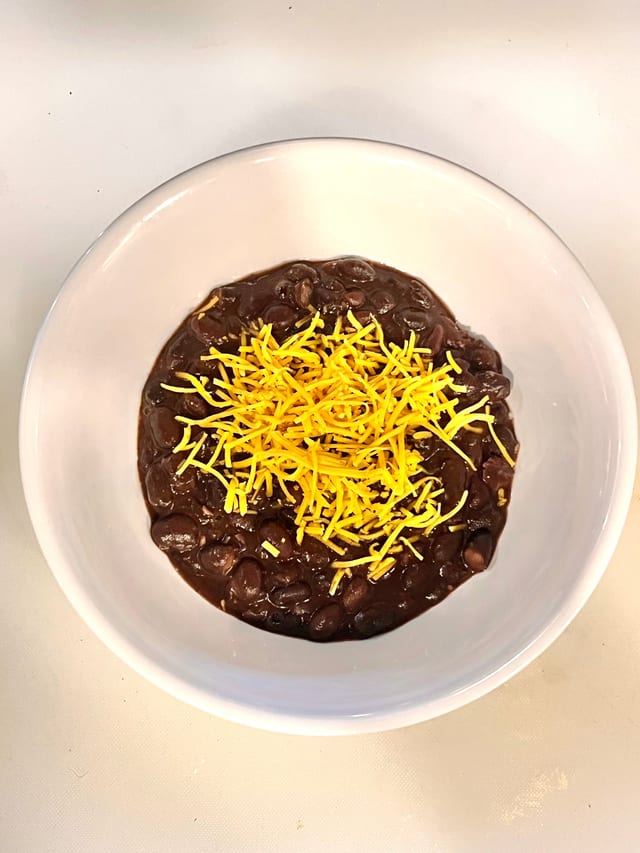 Beans and Vegan cheese.