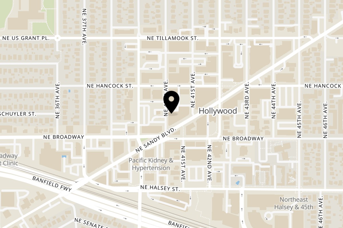 Map showing the location of La Arepa Sandy on 1730 NE 40th Ave in Portland